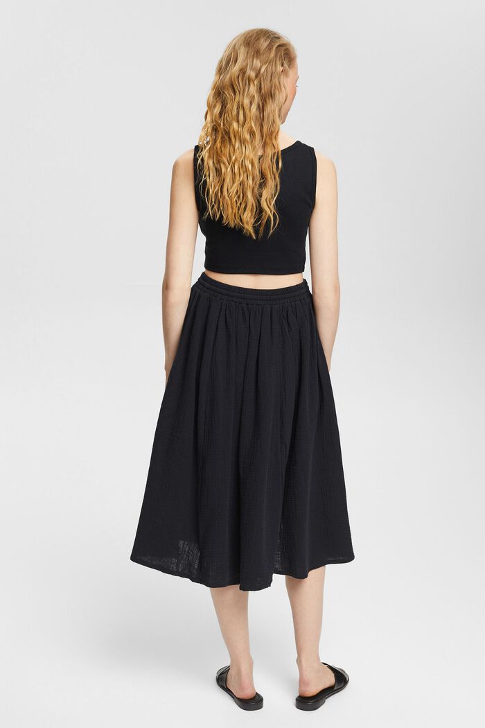 Midi sukně s pomačkaným efektem, BLACK, detail image number 4