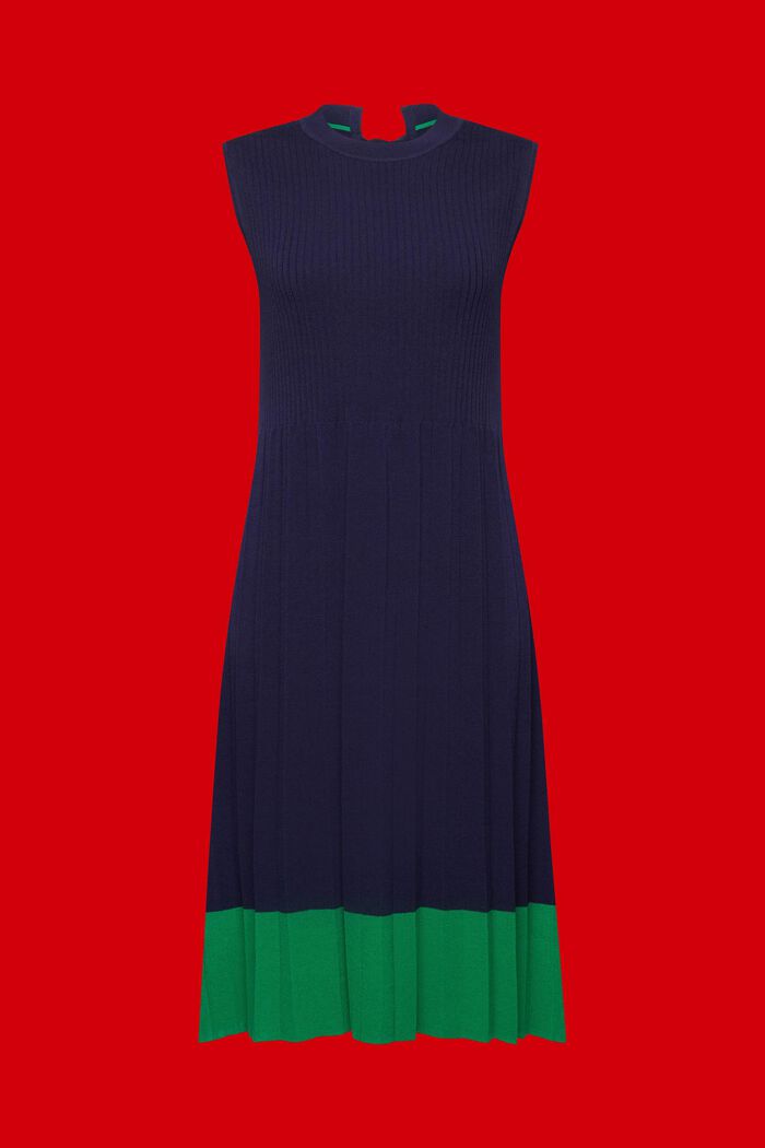 Plisované maxi šaty bez rukávů s malým kulatým výstřihem, DARK BLUE, detail image number 6