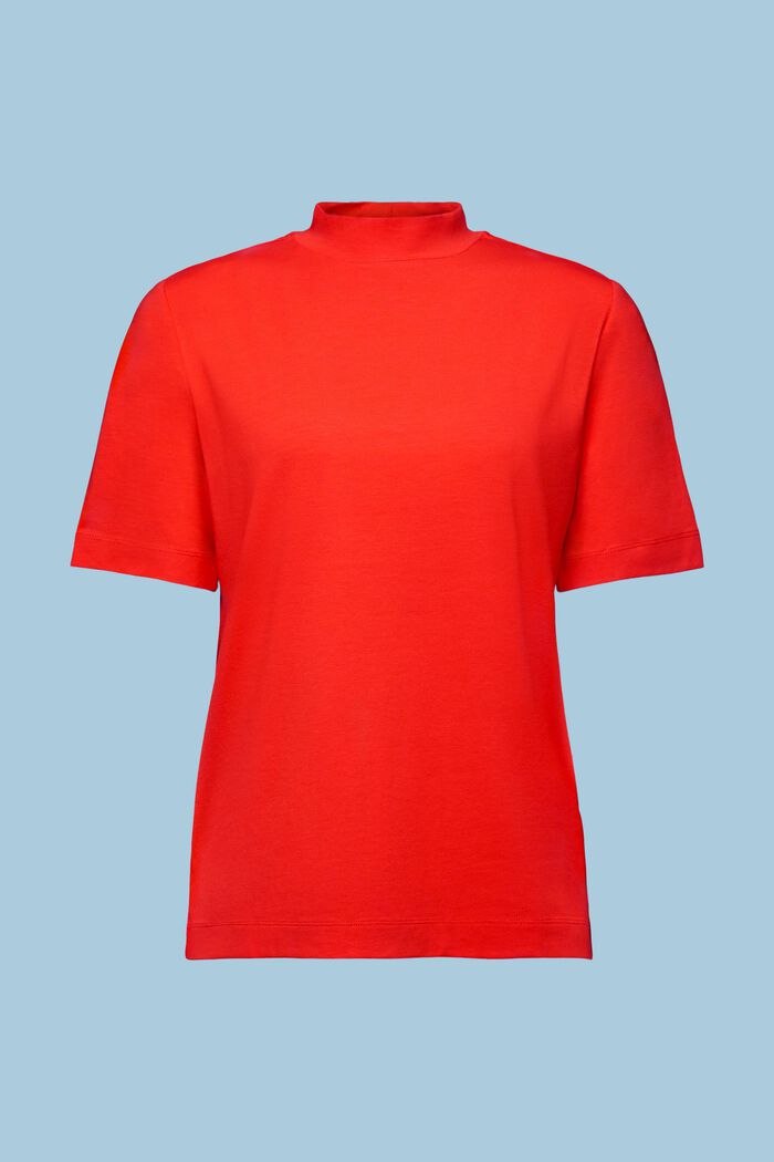 Žerzejové tričko s krátkým rolákovým límcem, RED, detail image number 6