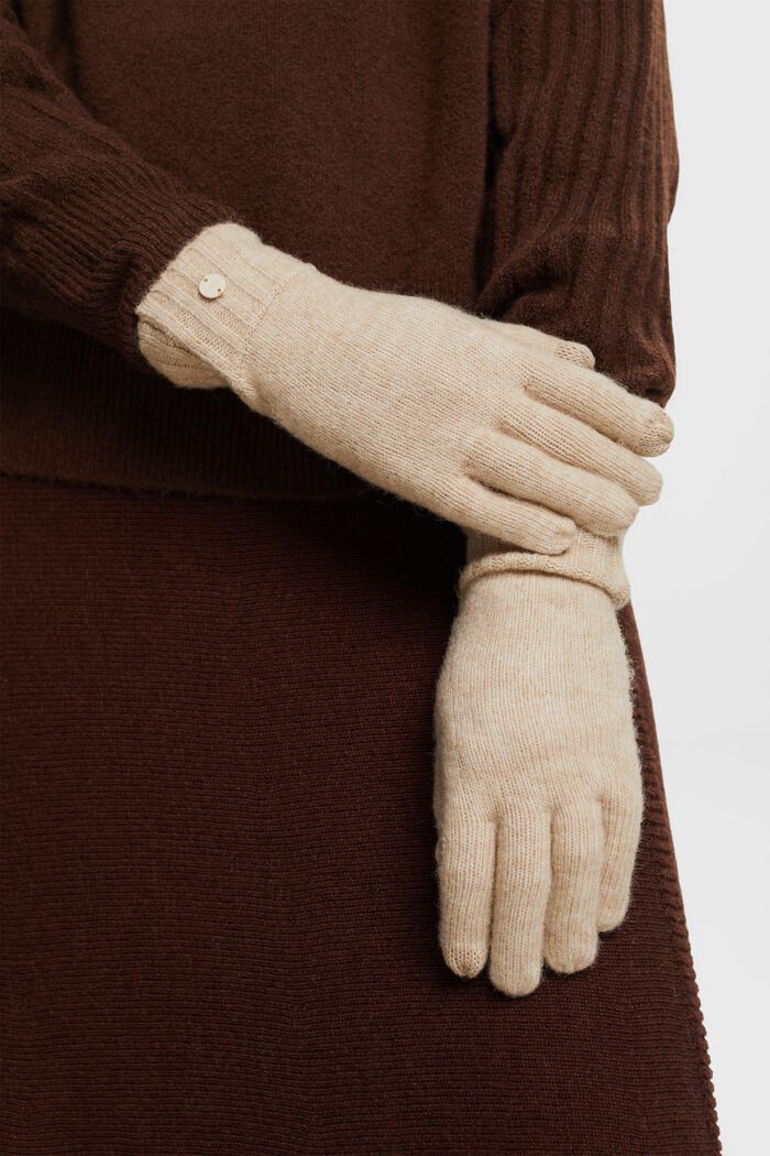 Rukavice z žebrové pleteniny, BEIGE, detail image number 2