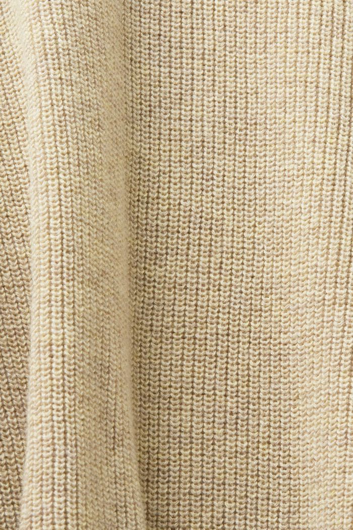 Pulovr z žebrové pleteniny, s netopýřími rukávy, SAND, detail image number 4