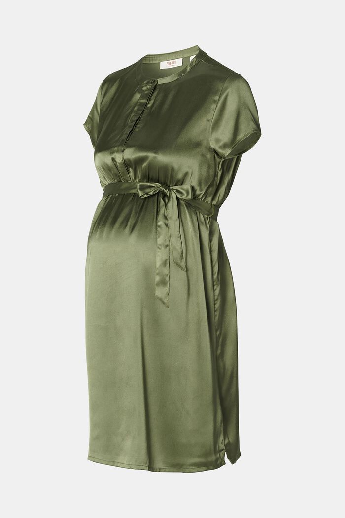 MATERNITY Saténové šaty s páskem, OLIVE GREEN, detail image number 4