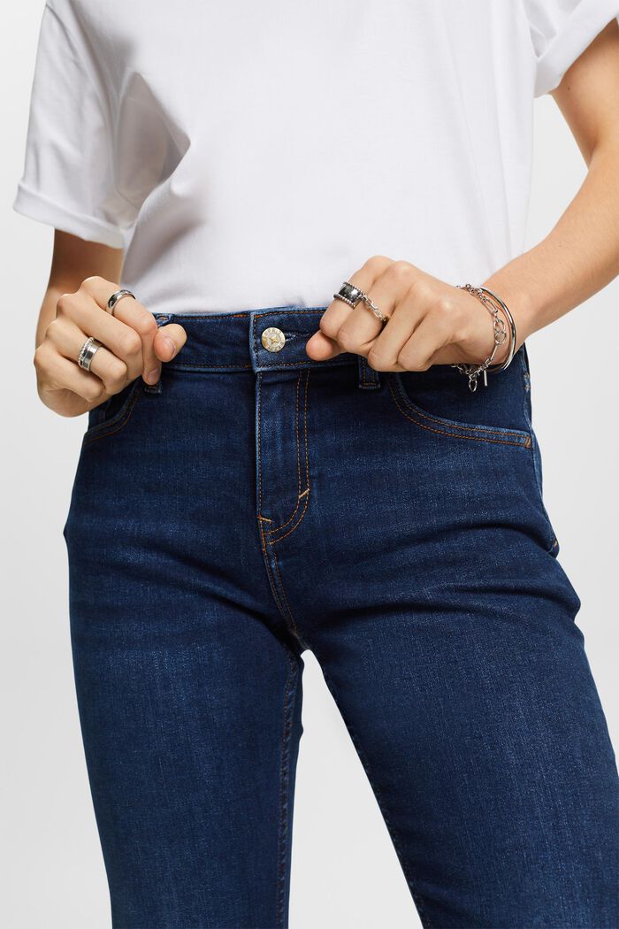 Strečové džíny s rovnými nohavicemi, bavlněná směs, BLUE DARK WASHED, detail image number 4