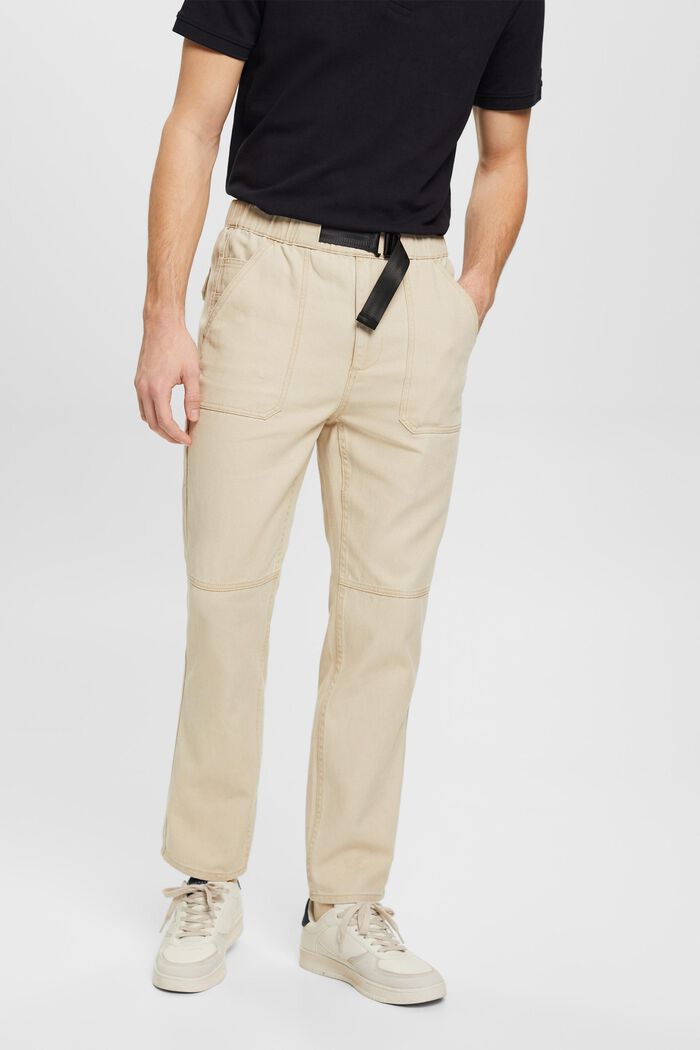 Kalhoty chino, pevná bavlna, rovný střih, SAND, detail image number 0