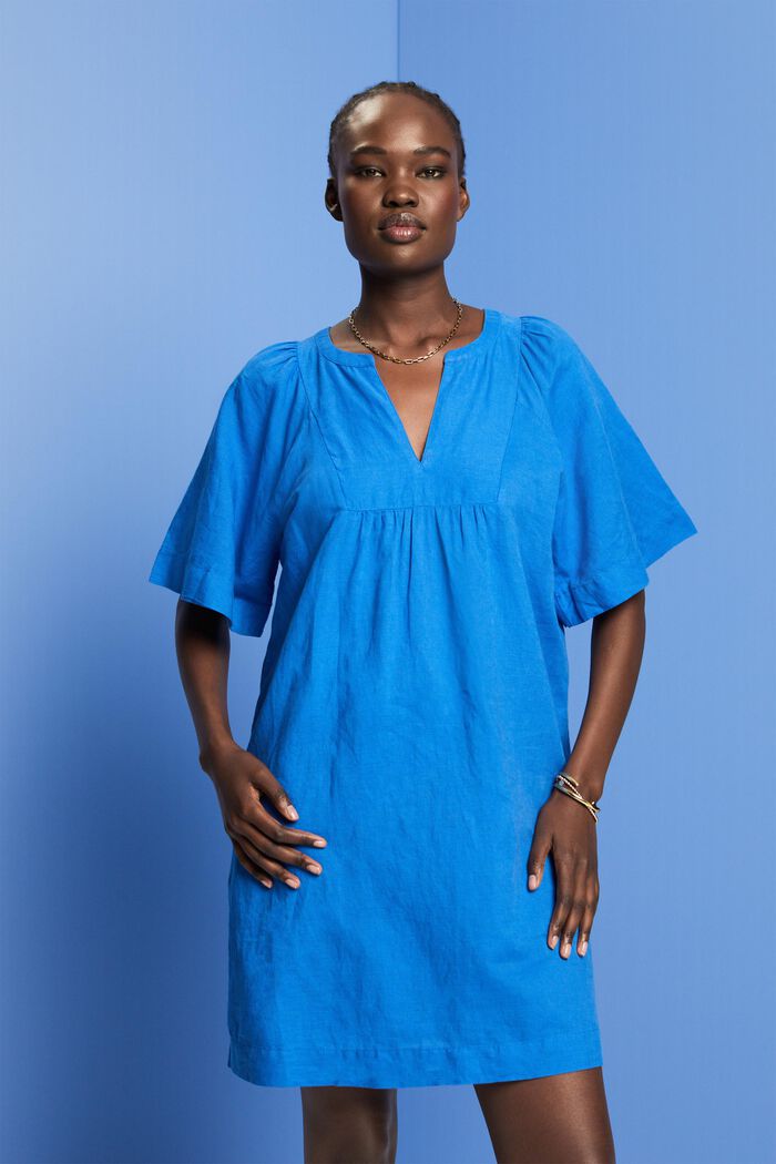 Mini šaty, směs s bavlnou a se lnem, BRIGHT BLUE, detail image number 0