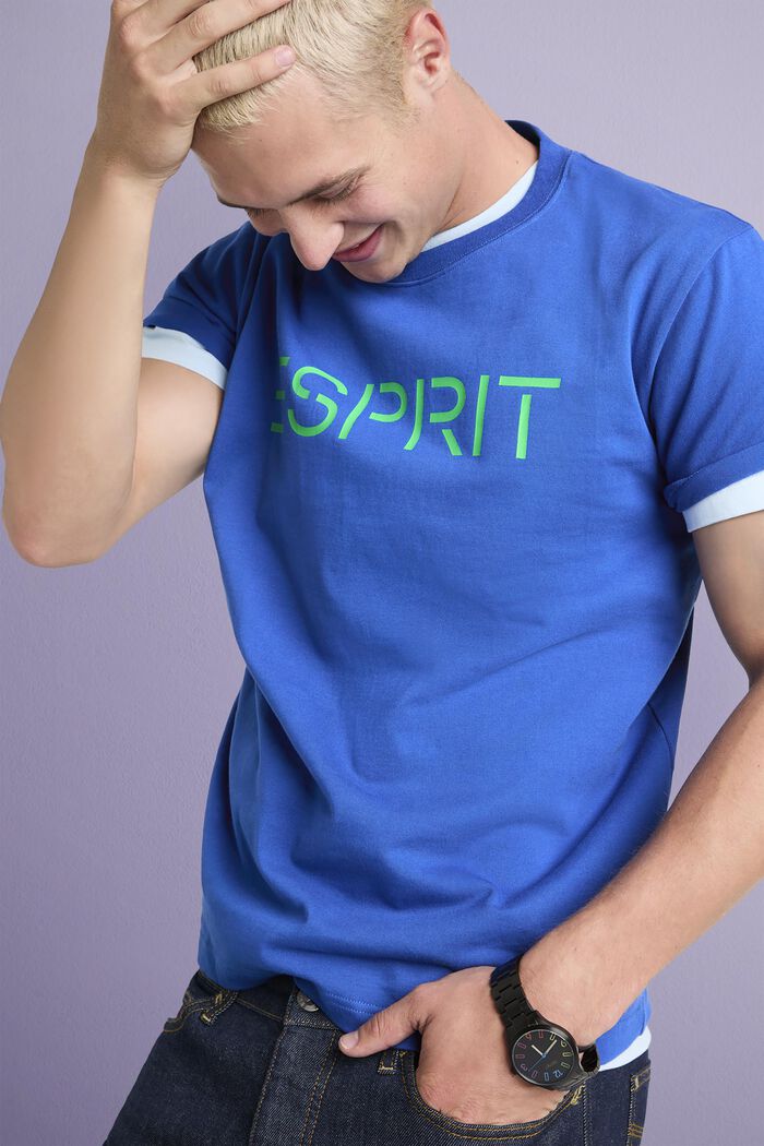 Unisex tričko s logem, z bavlněného žerzeje, BRIGHT BLUE, detail image number 3