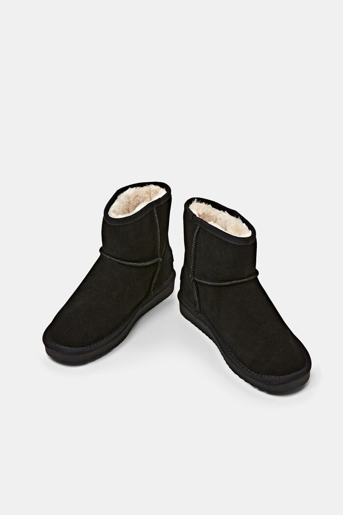 Semišové boty s podšívkou z umělé kožešiny, BLACK, detail image number 6