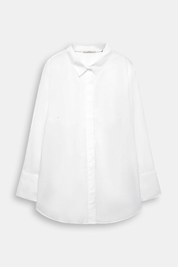 CURVY: bavlněná košilová halenka, WHITE, overview