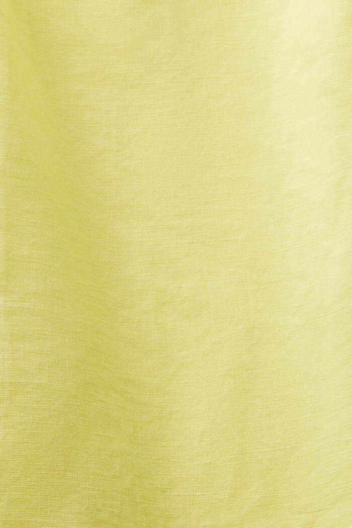 Nabíraná halenka bez rukávů, ze směsi lnu a bavlny, PASTEL YELLOW, detail image number 5