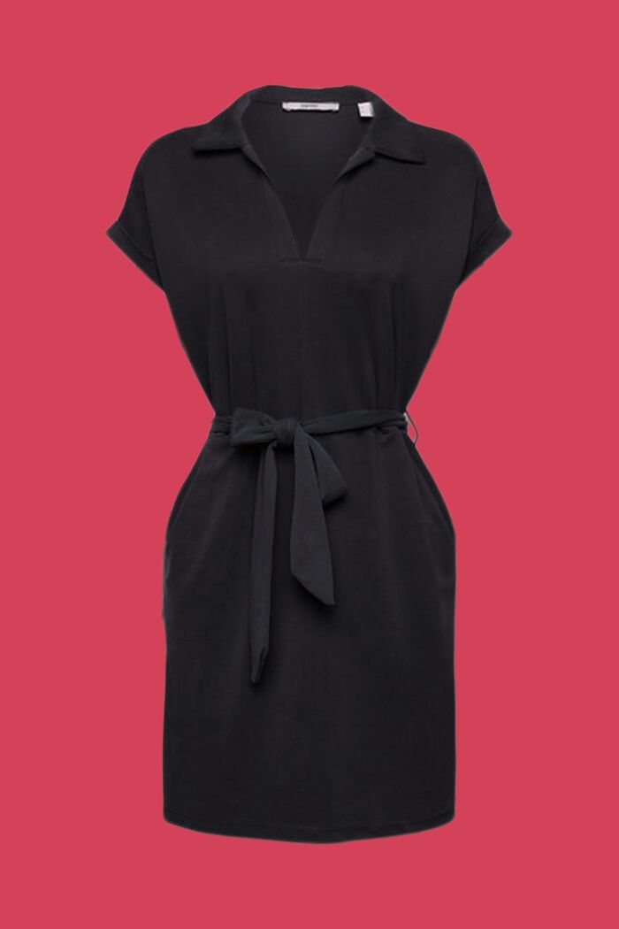 Košilové šaty s opaskem, z modalu, BLACK, detail image number 6