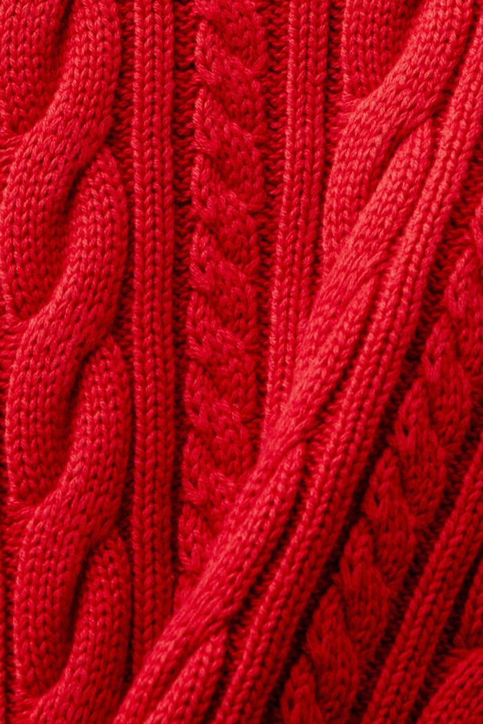 Bavlněný pulovr z copánkové pleteniny, DARK RED, detail image number 5