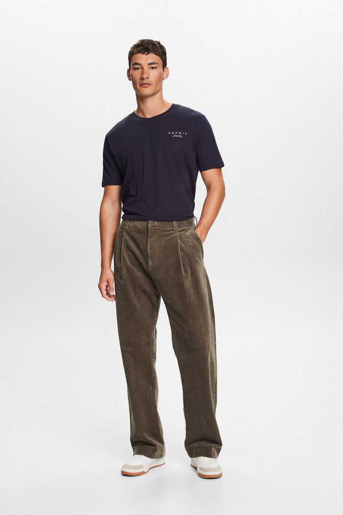 Manšestrové kalhoty se širokými nohavicemi, BROWN GREY, detail image number 0