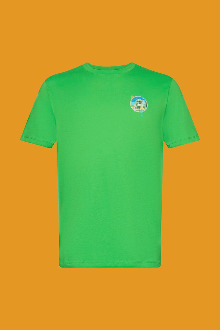 Bavlněné tričko, Slim Fit, malý potisk na hrudi, GREEN, detail image number 6
