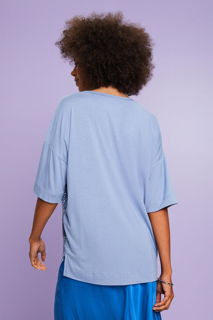 Oversize tričko s aplikací z flitrů, BLUE LAVENDER, detail image number 2