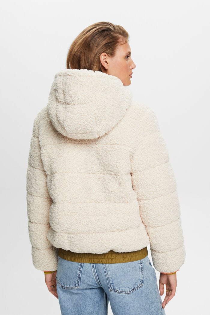 Z recyklovaného materiálu: oboustranný kabát s plyšem, CREAM BEIGE, detail image number 3