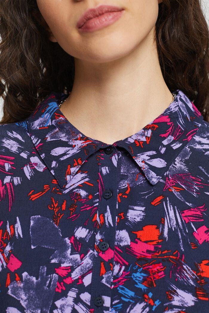 Vzorované košilové šaty v halenkovém stylu, NAVY, detail image number 2