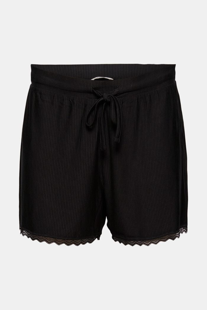 Šortky od pyžama s krajkou a vlákny LENZING™ ECOVERO™, BLACK, detail image number 0