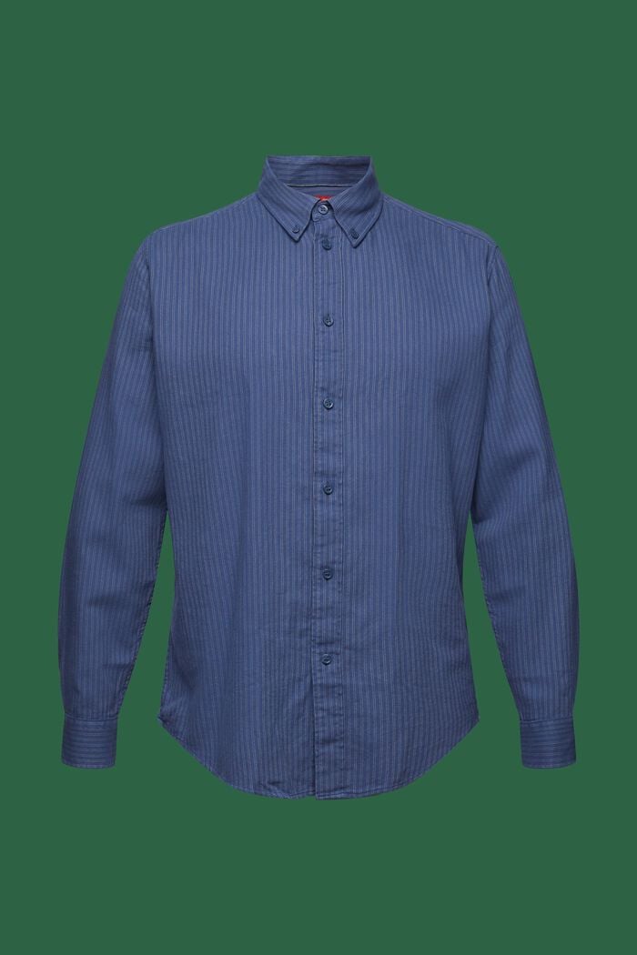 Pruhovaná košile z bavlněného flanelu, GREY BLUE, detail image number 7