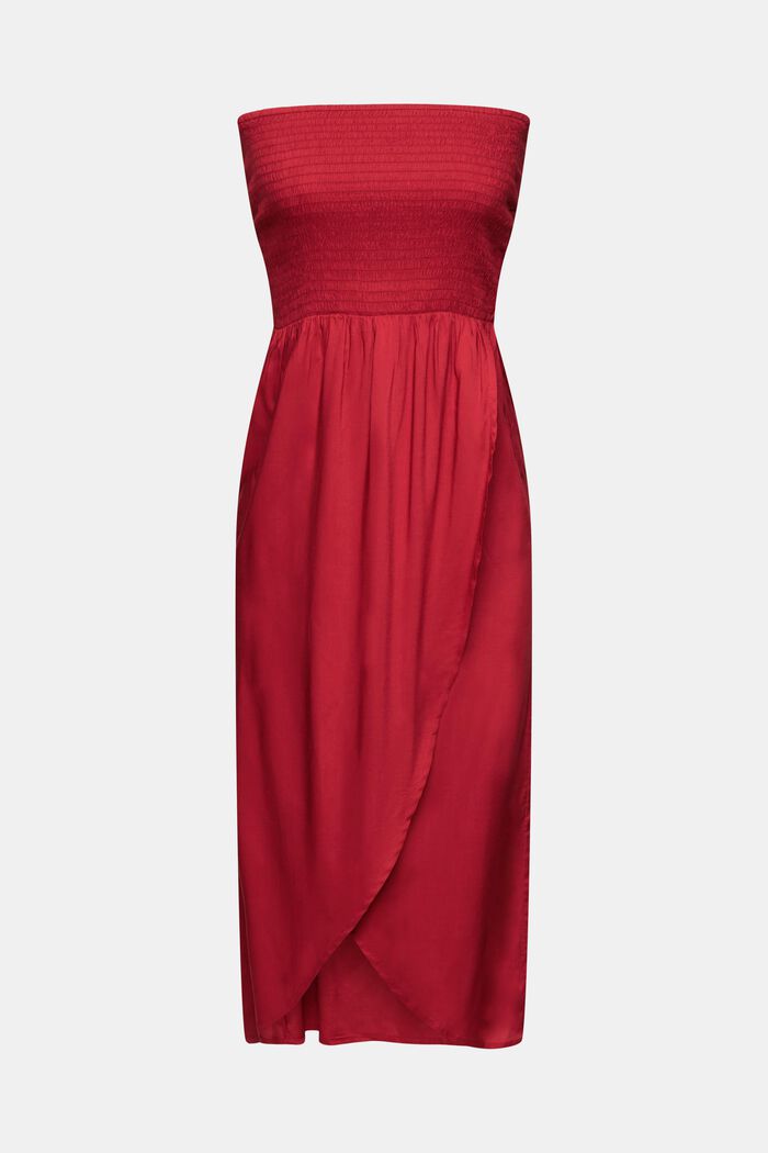 Nařasené tubusové midi šaty, DARK RED, detail image number 4