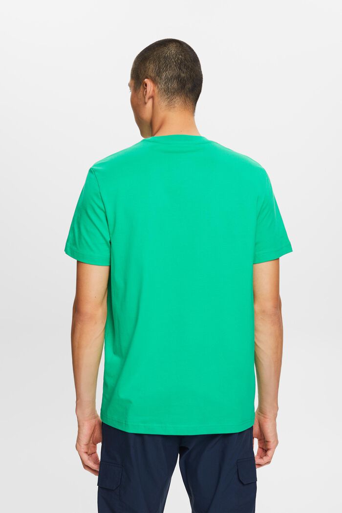 Tričko s kulatým výstřihem, z žerzeje z bavlny pima, GREEN, detail image number 3