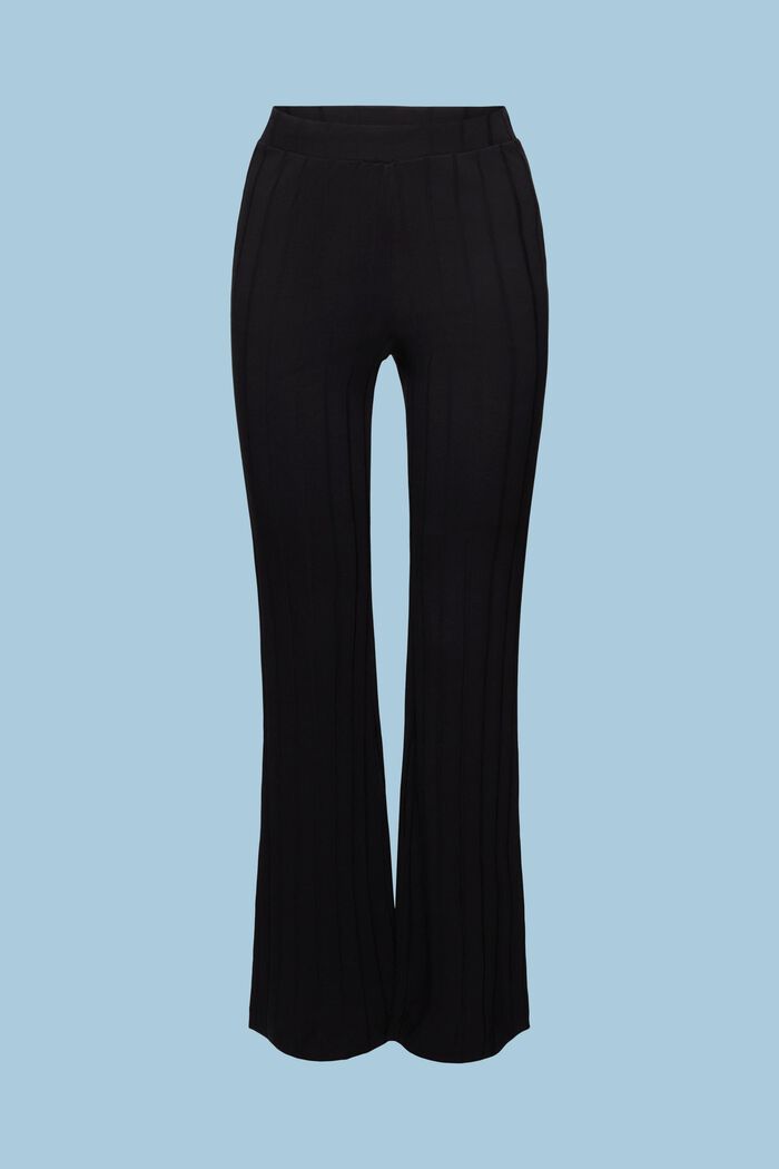 Rozšířené kalhoty z žebrového žerzeje, BLACK, detail image number 5