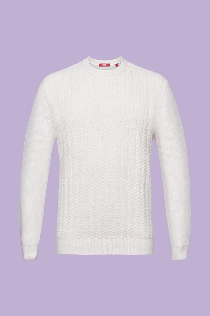 Melírovaný copánkový pulovr s kulatým výstřihem, OFF WHITE, detail image number 6