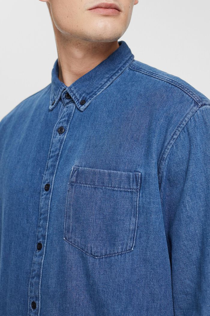 Džínová košile s nakládanou kapsou, BLUE MEDIUM WASHED, detail image number 2