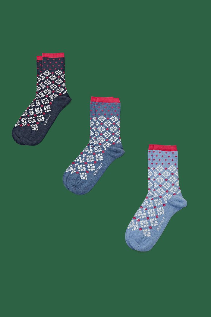 Balení 3 párů robustních norských pletených ponožek, NAVY/LIGHT BLUE, detail image number 0
