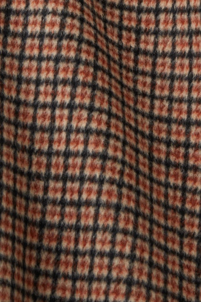 Károvaný kabát z vlněné směsi, TERRACOTTA, detail image number 6