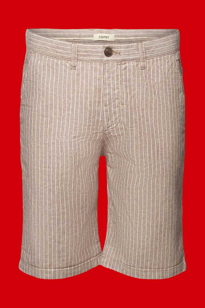 Pruhované chino šortky, směs bavlny a lnu, BEIGE, detail image number 9