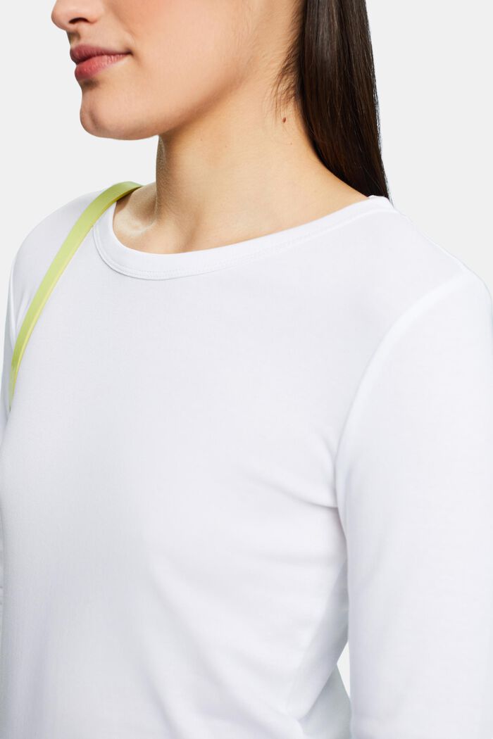 Bavlněné žerzejové tričko s dlouhým rukávem, WHITE, detail image number 3