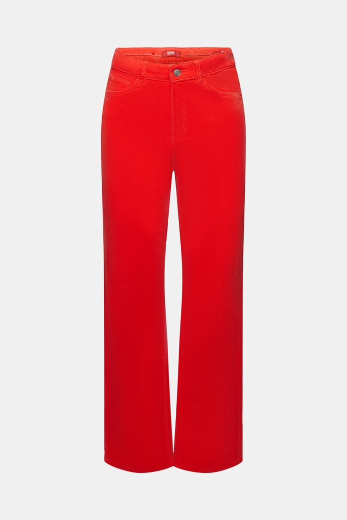 Manšestrové kalhoty s rovným straight střihem a vysokým pasem, RED, detail image number 7