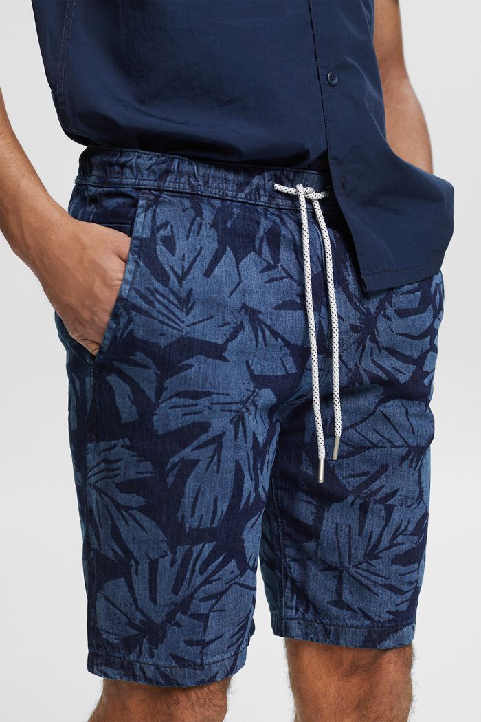 Džínové šortky s tropickým potiskem, BLUE MEDIUM WASHED, detail image number 2
