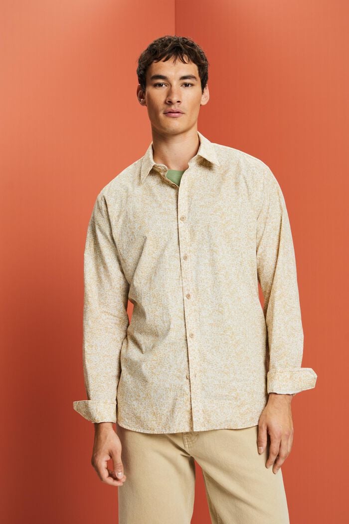 Vzorovaná košile, 100% bavlna, SAND, detail image number 0