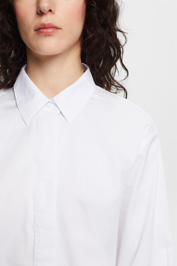 Košilová halenka volného střihu, WHITE, detail image number 3