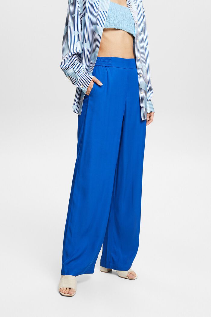 Široké keprové kalhoty bez zapínání, BRIGHT BLUE, detail image number 0