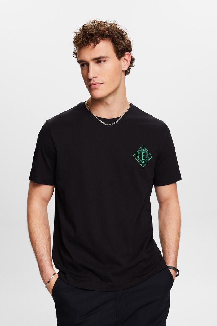 Tričko s logem, z bavlněného žerzeje, BLACK, detail image number 0