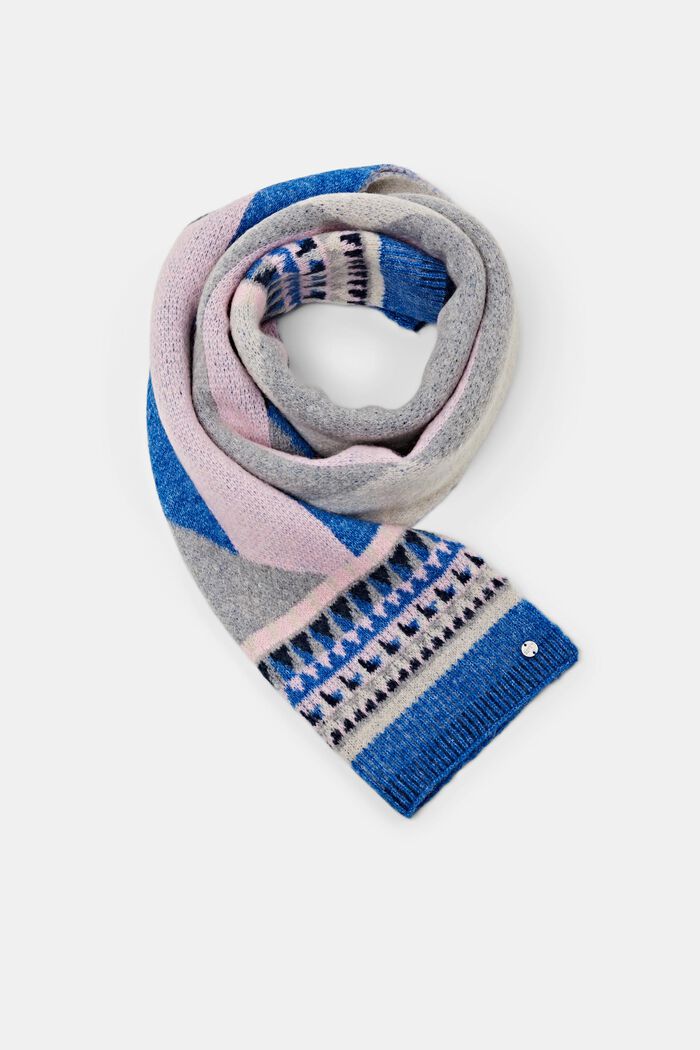 Vzorovaný šátek ze směsi mohéru, BLUE, detail image number 0