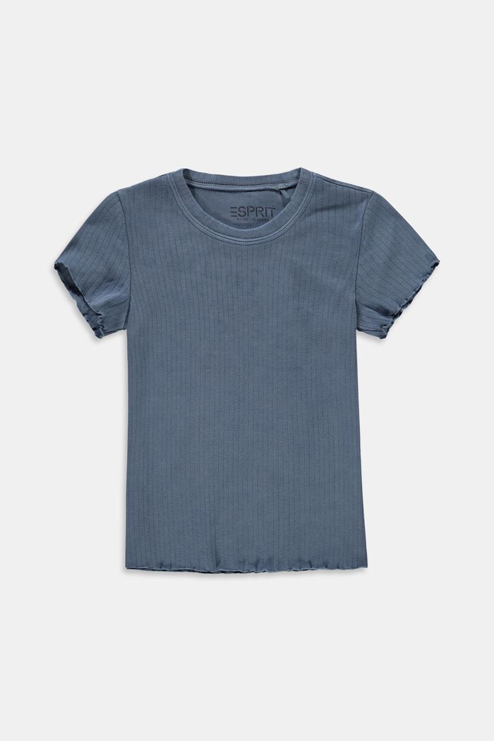 Žebrové tričko s nařaseným lemem, 100% bavlna, BLUE MEDIUM WASHED, detail image number 0