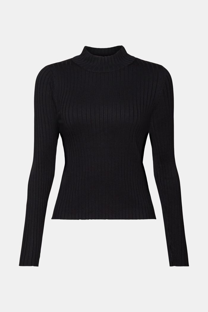 Pruhovaný pulovr z žebrové pleteniny, BLACK, detail image number 6
