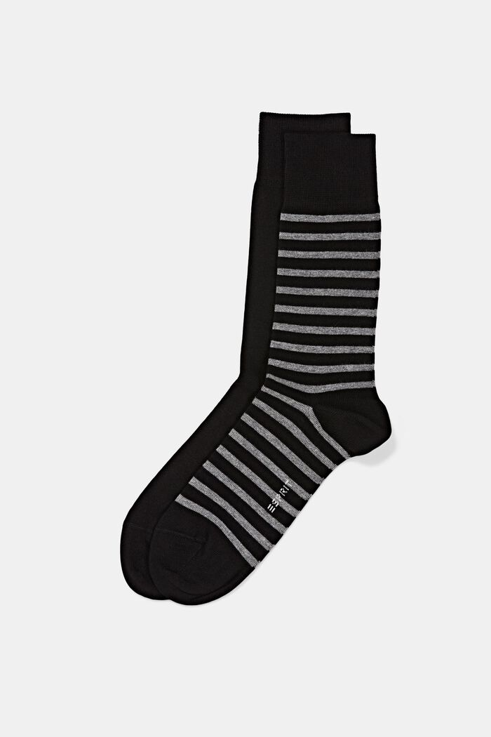 Ponožky ze směsi s bio bavlnou, 2 páry v balení, BLACK, detail image number 0