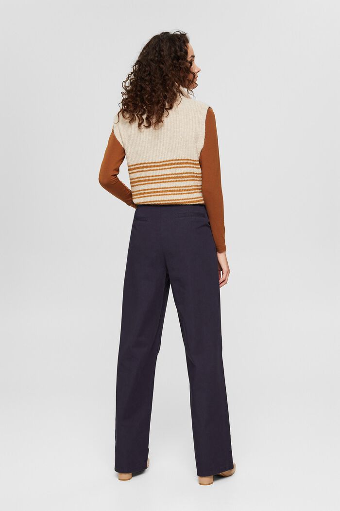 Široké kalhoty s knoflíkovou lištou, 100% bavlna, NAVY, detail image number 3