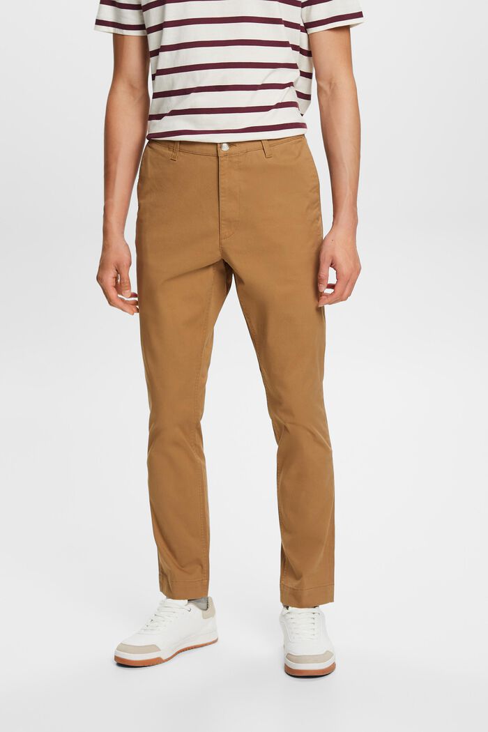 Kalhoty chino, bavlněný kepr, CAMEL, detail image number 0