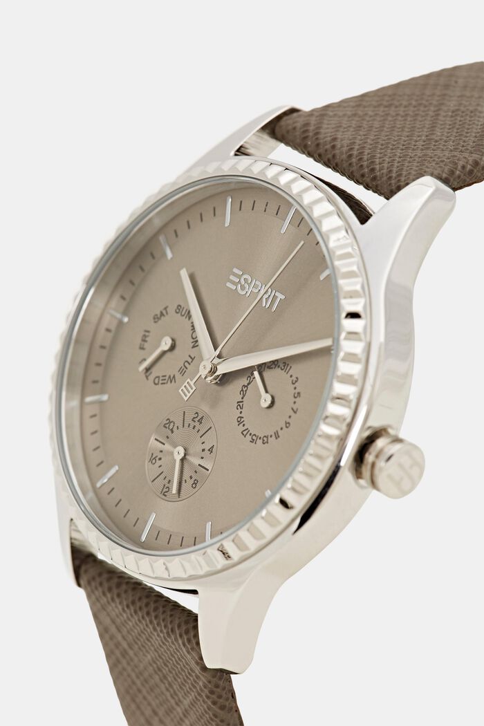 Multifunkční hodinky s páskem ze safiánové kůže, BROWN, detail image number 1