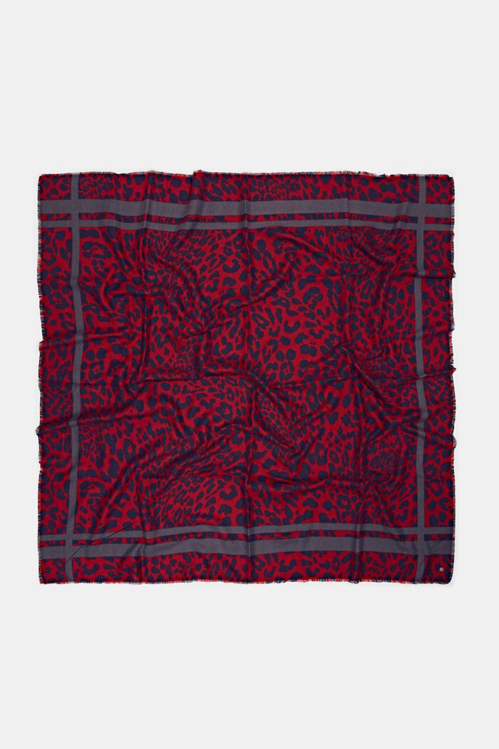 Z recyklovaného materiálu: šátek s levhartím vzorem, DARK RED, detail image number 2