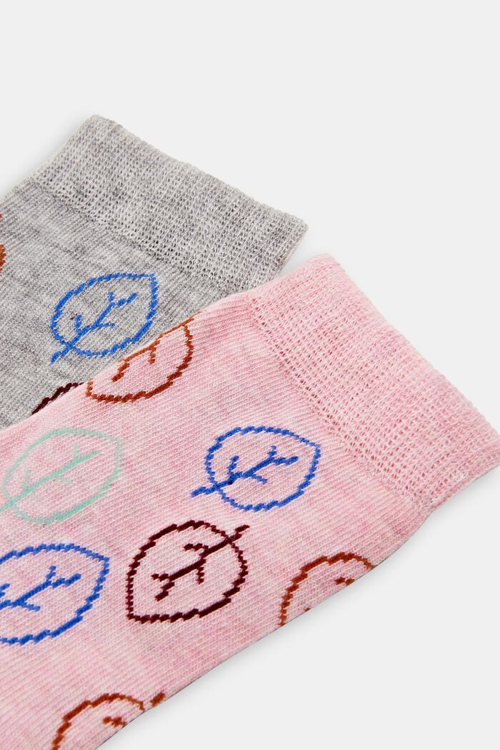 Dětské ponožky se vzorem lístečků, PINK/GREY, detail image number 1