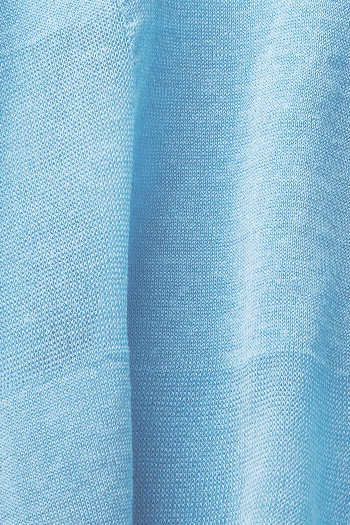 Károvaný pulovr ze lněné směsi, LIGHT TURQUOISE, detail image number 4