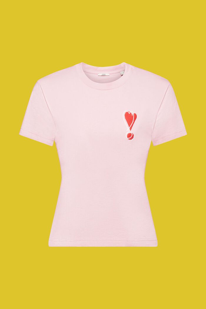 Bavlněné tričko s vyšitým motivem srdce, PINK, detail image number 6