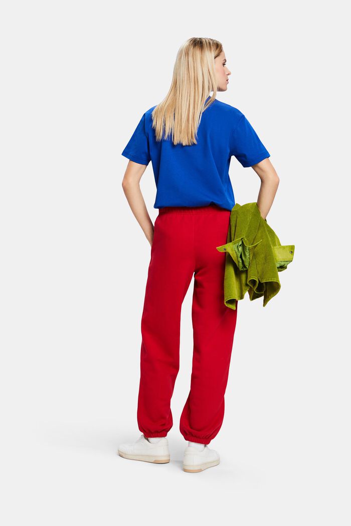 Unisex teplákové flaušové kalhoty s logem, z bavlny, RED, detail image number 6