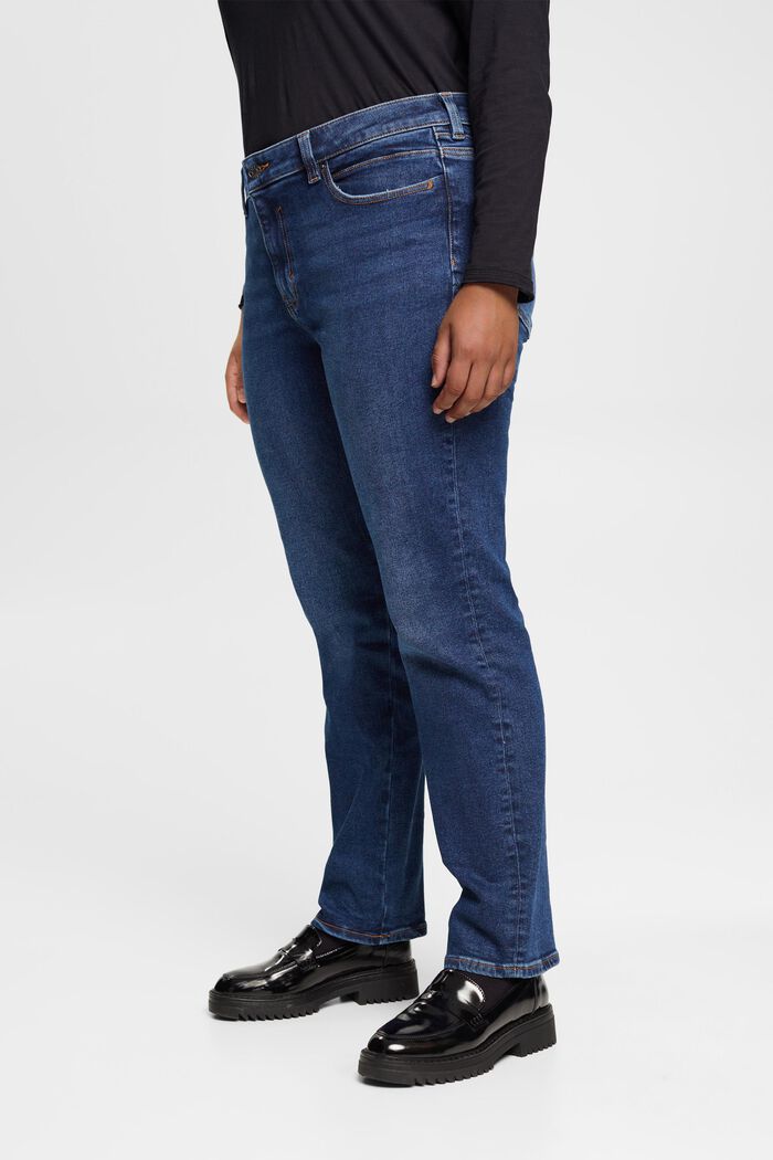 CURVY džíny s rovným střihem, strečová bavlna, BLUE DARK WASHED, detail image number 0